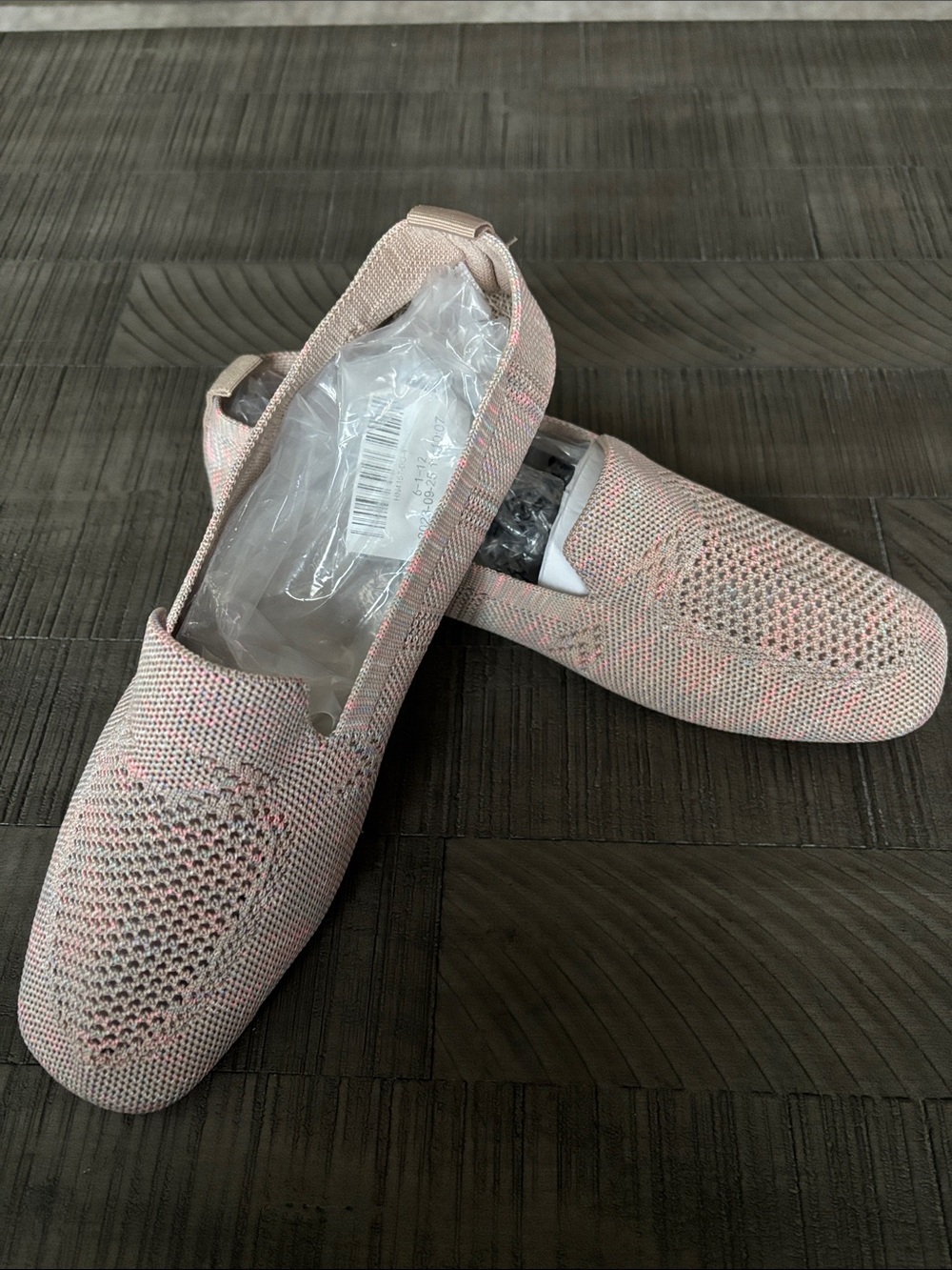 NEW Knit Slip-On Loafers Flats Nude Pink Speckled Comfort Shoes Women’s Size 10